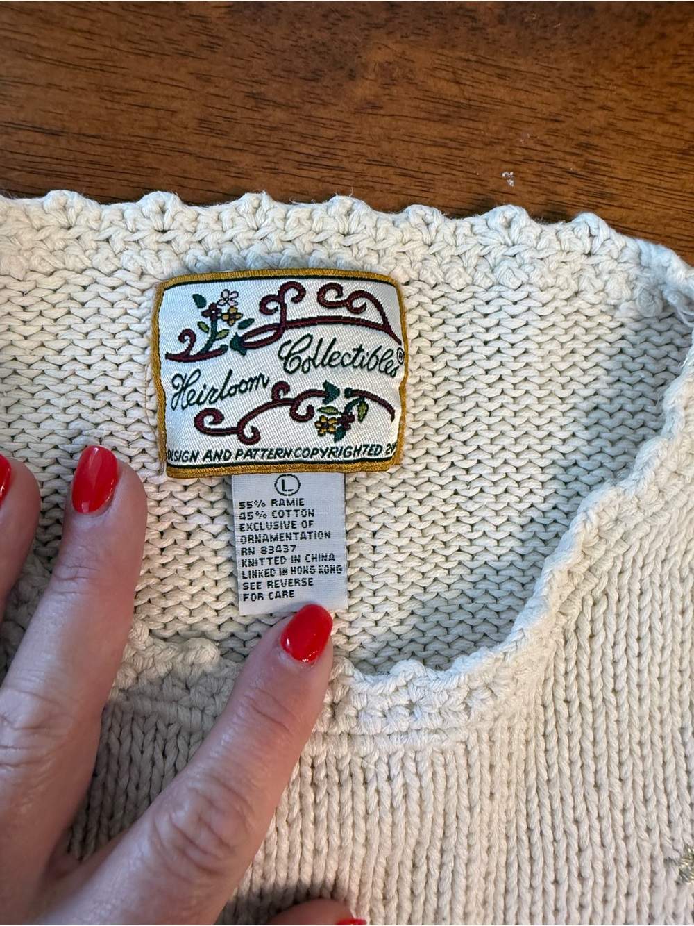 VTG Heirloom Collectibles Christmas Tree Sweater White Knitted Embellished L - Picture 5 of 11